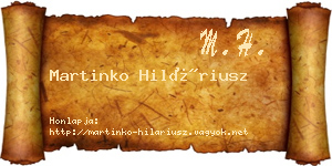 Martinko Hiláriusz névjegykártya